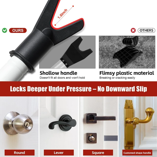 Alt view image 6 of 7 - Heavy Duty Door Security Bar, 24.5"-50.7" Adjustable Door Stopper with Large Anti-Slip Base, 360° Swivel Foot, Portable Door Brace for Hinged Doors, Sliding Windows, Hotel & Apartment