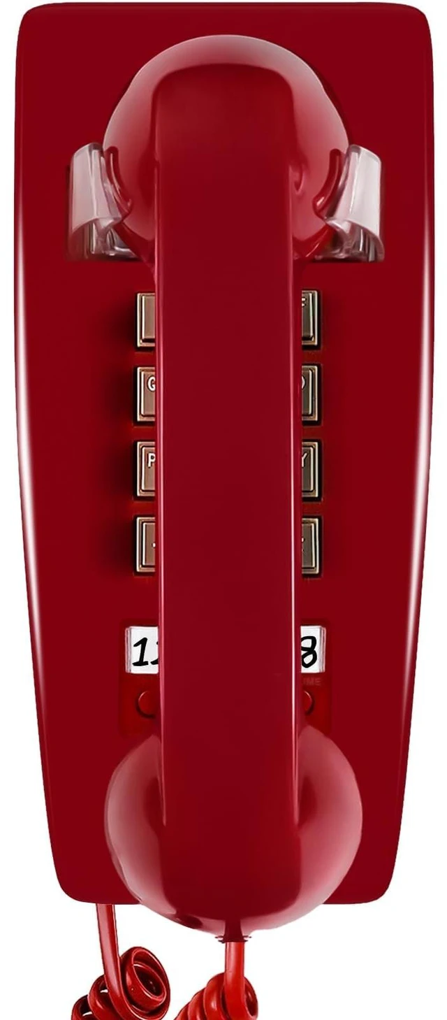 Main image of Retro Wall Phones for Landline with Loud Mechanical Ringing Vintage Wall Mount Phone with Volume Adjustable Old Fashioned Corded Telephone for Kitchen Home School Hotel Office, Red