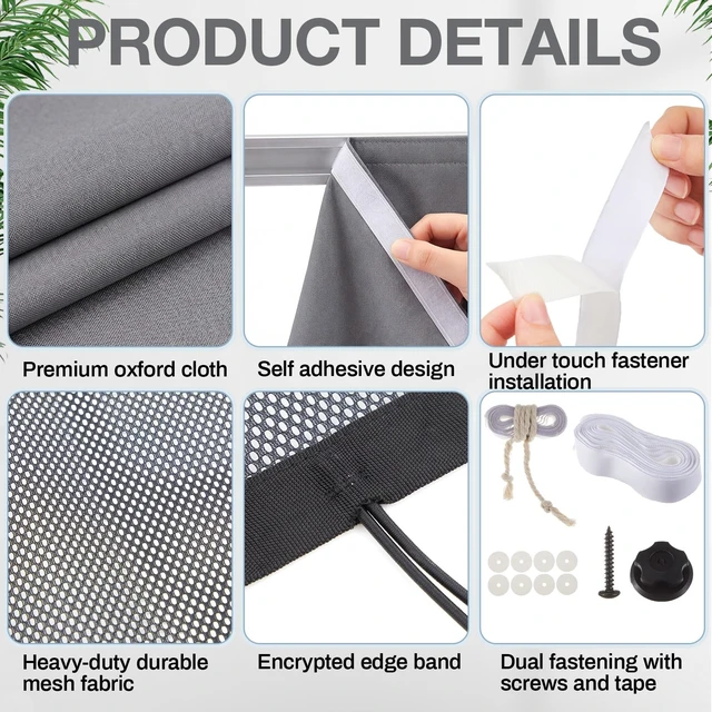 Alt view image 3 of 6 - 48" Under Desk Privacy Panel Self Adhesive Desk Curtain Skirt, Gray with Cable Management Net, Oxford Fabric Modesty Panel for Standing Desks, Workstations & Home Offices