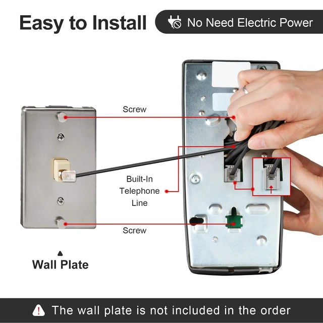 Alt view image 5 of 7 - Retro Wall Phones for Landline with Loud Mechanical Ringer Vintage Wall Mount Phone with Volume Adjustable Old Fashioned Corded Landline Telephone for Kitchen School Office, Black