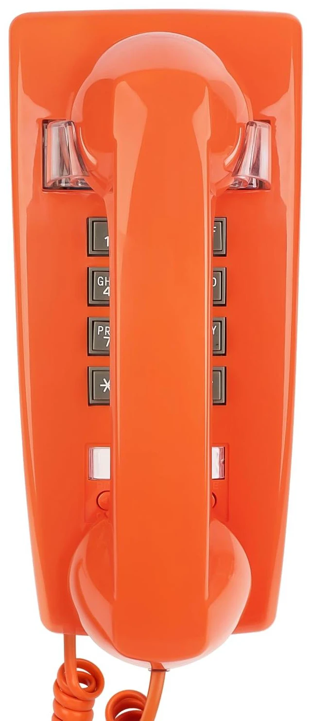 Main image of Retro Wall Phones for Landline with Loud Mechanical Ringing Vintage Wall Mount Phone with Volume Adjustable Old Fashioned Corded Telephone for Kitchen Home School Hotel Office, Orange