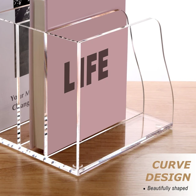 Alt view image 6 of 7 - 6 Slot Acrylic Magazine File Holder, Clear Vertical Desk Folder Organizer B5 Size,Document Rack Binder Bookstore Workspace Sorters for Office Accessories Organization Storage