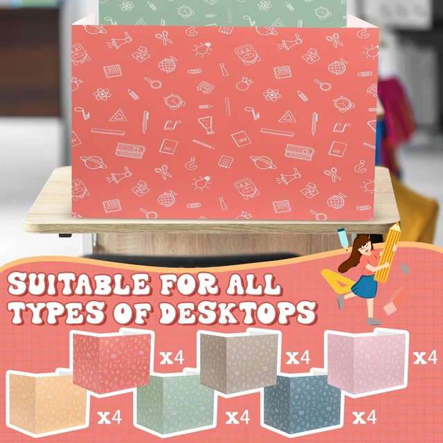 Alt view image 3 of 6 - 24 Pcs Privacy Folders for Students Desk Dividers for Classroom Testing, Trifold Cardboard Privacy Boards, Study Carrels Panel School Teacher Supplies