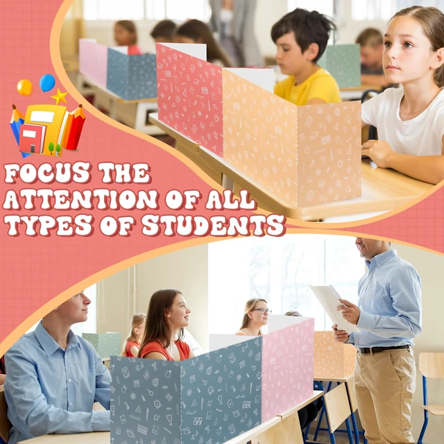Alt view image 5 of 6 - 24 Pcs Privacy Folders for Students Desk Dividers for Classroom Testing, Trifold Cardboard Privacy Boards, Study Carrels Panel School Teacher Supplies