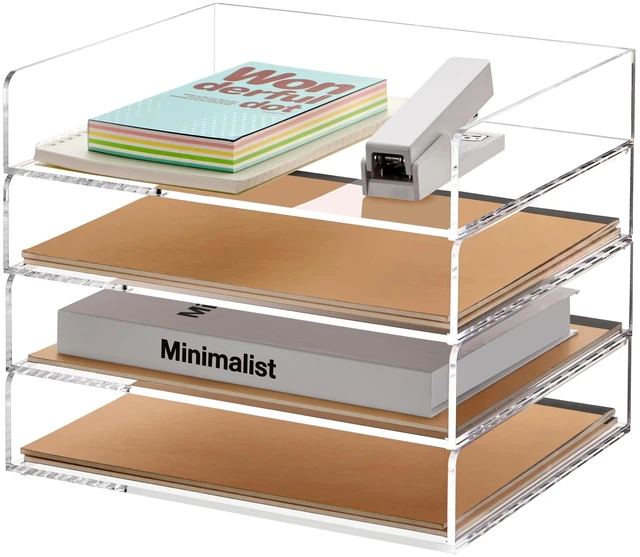 Main image of Paper Organizer Letter Tray, 4-Pack Acrylic File Organizer, Clear Stackable Desk Organizers, Paper Trays, Workspace Office Supplies Organizers for Office Classroom Home,12.4 x 8.86 x 10.4 in