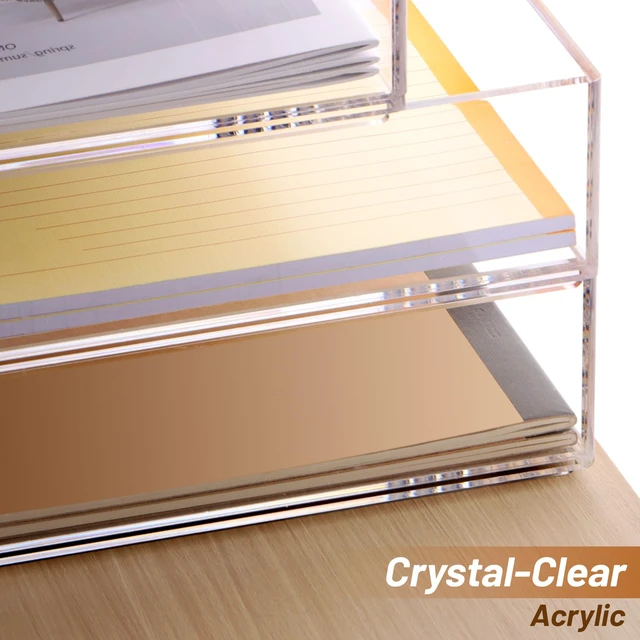 Alt view image 7 of 7 - Paper Organizer Letter Tray, 4-Pack Acrylic File Organizer, Clear Stackable Desk Organizers, Paper Trays, Workspace Office Supplies Organizers for Office Classroom Home,12.4 x 8.86 x 10.4 in