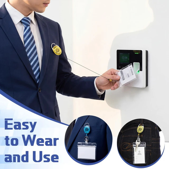 Alt view image 4 of 6 - 100 Pack Retractable Badge Holder Reel with Clip, 10 Colors Key Ring Attachment, Heavy Duty Reel for ID Cards, For Office Nurses Doctors Employees Students, Bulk Pack with Clip