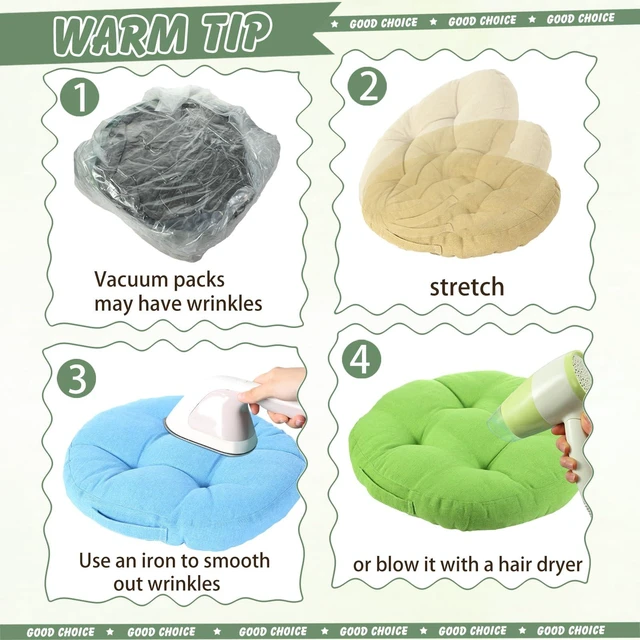 Alt view image 3 of 4 - 8 Pcs Floor Cushions for Classroom, Dark Color, Round 15x15x2.4 Inch, Cotton Linen, Flexible Seating Pillows Bulk, Multiple Colors, for Kids Home School Kindergarten Nursery