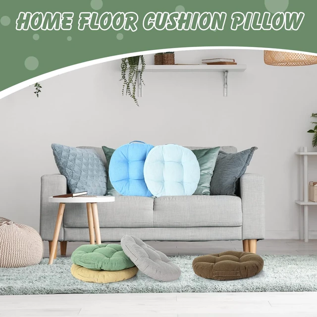 Alt view image 4 of 4 - 8 Pcs Floor Cushions for Classroom, Dark Color, Round 15x15x2.4 Inch, Cotton Linen, Flexible Seating Pillows Bulk, Multiple Colors, for Kids Home School Kindergarten Nursery