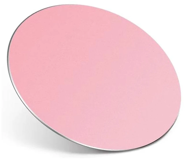 Alt view image 2 of 7 - Metal Aluminum Mouse Pad, Thin Hard Mousepad 7.87 * 7.87 Round Pink Rigid Mouse Pad for Desk Double Sided Waterproof Fast Accurate Control Mousepad for Laptop, Computer and PC, Office Travel