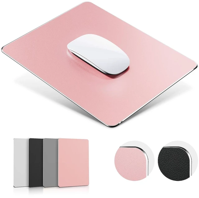 Main image of Metal Aluminum Mouse Pad Pink, Office and Gaming Thin Hard Mouse Mat Double Sided Waterproof Fast and Accurate Control Mousepad for Laptop, Computer and PC,9.06"x7.08",Rose Gold