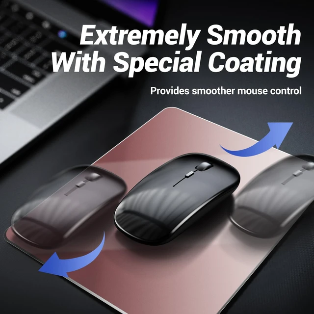 Alt view image 4 of 7 - Metal Aluminum Mouse Pad Pink, Office and Gaming Thin Hard Mouse Mat Double Sided Waterproof Fast and Accurate Control Mousepad for Laptop, Computer and PC,9.06"x7.08",Rose Gold