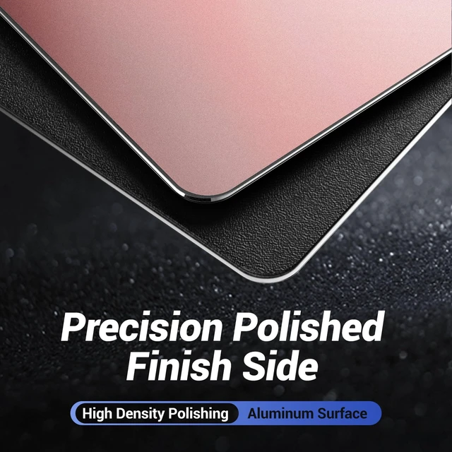 Alt view image 3 of 7 - Metal Aluminum Mouse Pad Pink, Office and Gaming Thin Hard Mouse Mat Double Sided Waterproof Fast and Accurate Control Mousepad for Laptop, Computer and PC,9.06"x7.08",Rose Gold