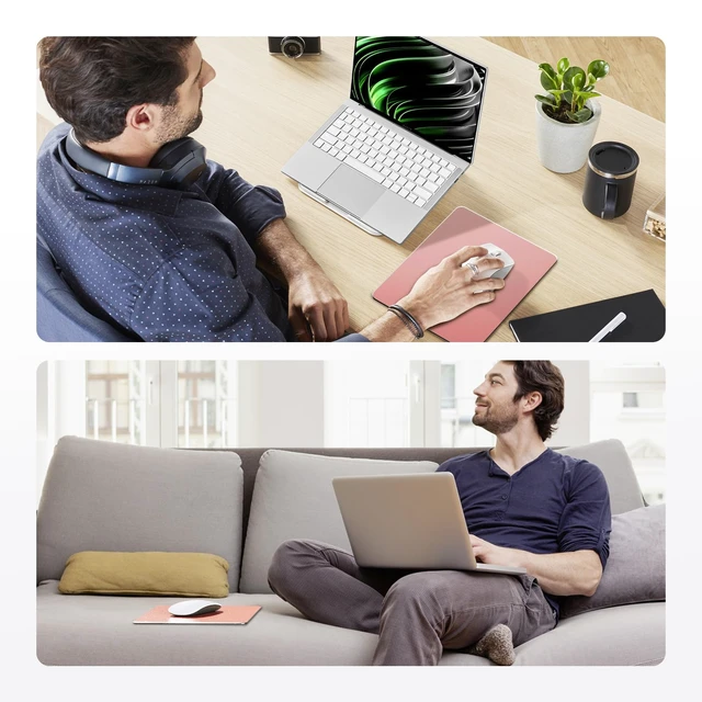 Alt view image 7 of 7 - Metal Aluminum Mouse Pad Pink, Office and Gaming Thin Hard Mouse Mat Double Sided Waterproof Fast and Accurate Control Mousepad for Laptop, Computer and PC,9.06"x7.08",Rose Gold