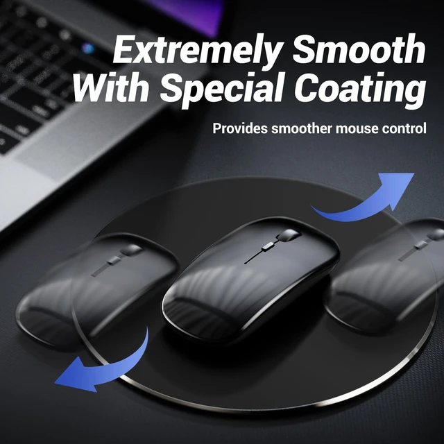 Alt view image 4 of 7 - Metal Aluminum Mouse Pad Thin Hard Mousepad 7.87 * 7.87 Round Black Mouse Pad for Magic Mouse & Pro/Air Double Sided Waterproof Fast Accurate Control Mousepad for Laptop, Computer PC, Office