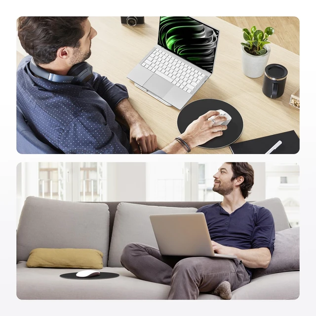 Alt view image 7 of 7 - Metal Aluminum Mouse Pad Thin Hard Mousepad 7.87 * 7.87 Round Black Mouse Pad for Magic Mouse & Pro/Air Double Sided Waterproof Fast Accurate Control Mousepad for Laptop, Computer PC, Office