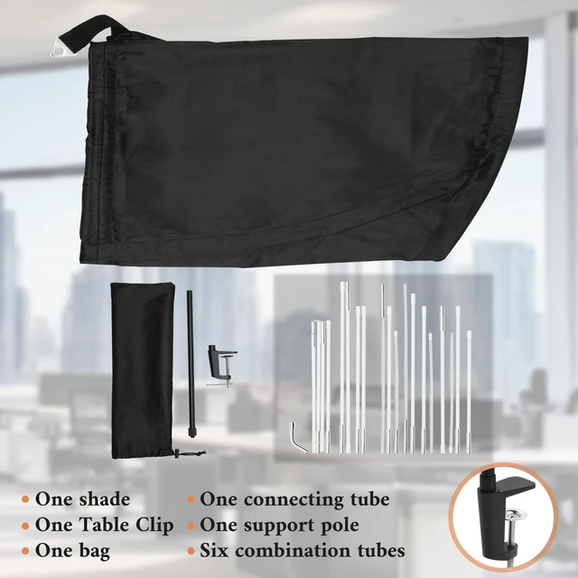 Alt view image 7 of 7 - Black Office Cubicle and Desk Shade for cubicle to block light for Light Sensititve WorkersBlock Overhead Light,Glare,And Airflow,Uv-Resistant Fabric,Adjustable