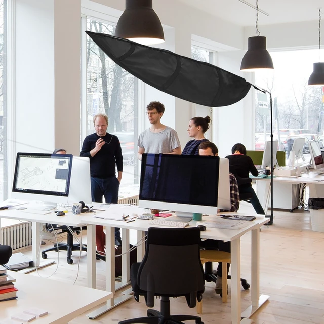 Alt view image 6 of 7 - Black Office Cubicle and Desk Shade for cubicle to block light for Light Sensititve WorkersBlock Overhead Light,Glare,And Airflow,Uv-Resistant Fabric,Adjustable