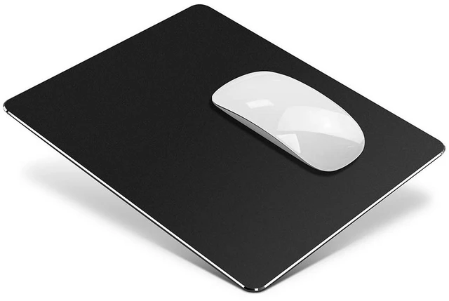 Main image of Metal Aluminum Mouse Pad, Office and Gaming Thin Hard Mouse Mat Double Sided Waterproof Fast and Accurate Control Mousepad for Laptop, Computer and PC,9.45 X 7.87 Inch,Black