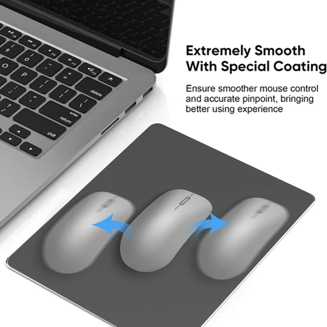 Alt view image 3 of 6 - Metal Aluminum Mouse Pad, Office and Gaming Thin Hard Mouse Mat Double Sided Waterproof Fast and Accurate Control Mousepad for Laptop, Computer and PC,9.45 X 7.87 Inch,Black