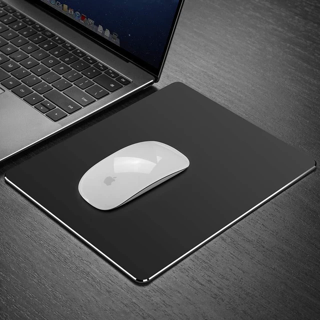 Alt view image 4 of 6 - Metal Aluminum Mouse Pad, Office and Gaming Thin Hard Mouse Mat Double Sided Waterproof Fast and Accurate Control Mousepad for Laptop, Computer and PC,9.45 X 7.87 Inch,Black