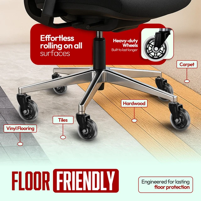 Alt view image 3 of 7 - Office Chair, Heavy-Duty Replacement Rubber Chair Caster for Hardwood Floors & Carpet, Desk & Gaming Chair, Roller Blade for Computer Gaming Desk Chairs, Fits 98% Chair-3 Inch Set of 5