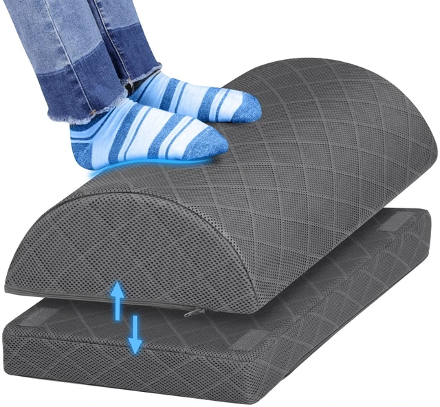 Main image of Foot Rest for Under Desk at Work, Grey-20 in 2-Height Adjustable Foot Stool for Office and Home, Office Desk Accessories, Ergonomic Foot Support
