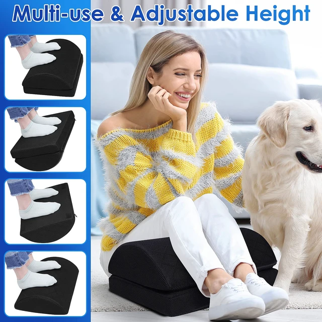 Alt view image 5 of 7 - Foot Rest for Under Desk at Work, Black-16.9 in 2-Height Adjustable Foot Stool for Office and Home, Office Desk Accessories, Ergonomic Foot Support