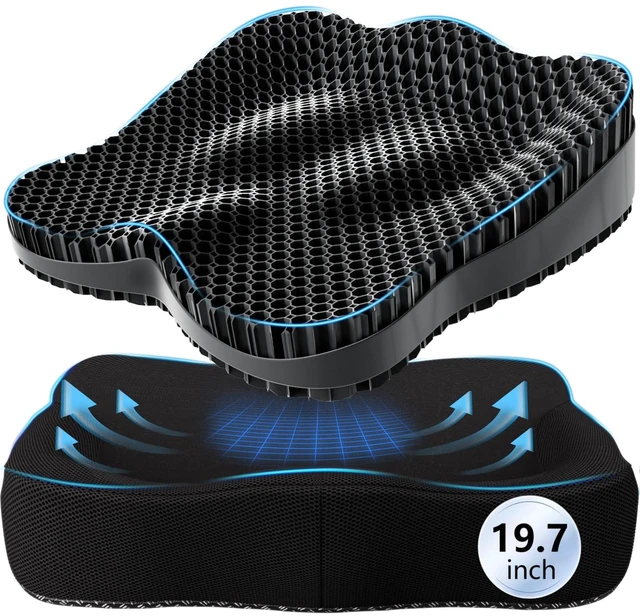 Main image of Enlarged19.7in Gel Seat Cushion Pressure Relief Cushion for Long Sitting Honeycomb Gel Cushion for Wheelchair, for Heavy People, Egg Seat Cushion for Office Chair, Car, Home Soft & Breathable