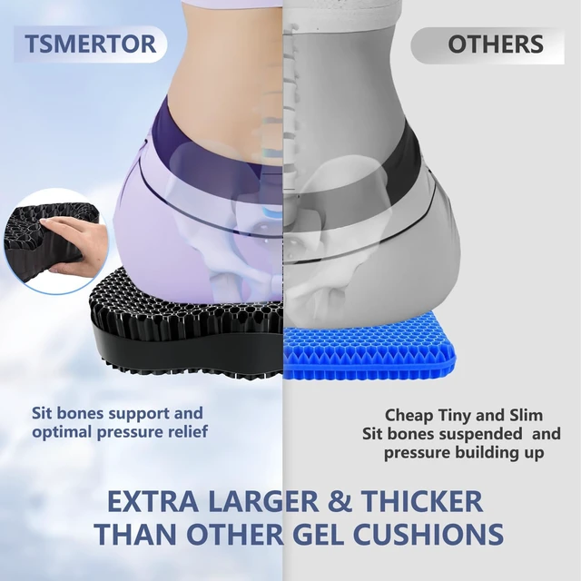 Alt view image 5 of 7 - Enlarged19.7in Gel Seat Cushion Pressure Relief Cushion for Long Sitting Honeycomb Gel Cushion for Wheelchair, for Heavy People, Egg Seat Cushion for Office Chair, Car, Home Soft & Breathable