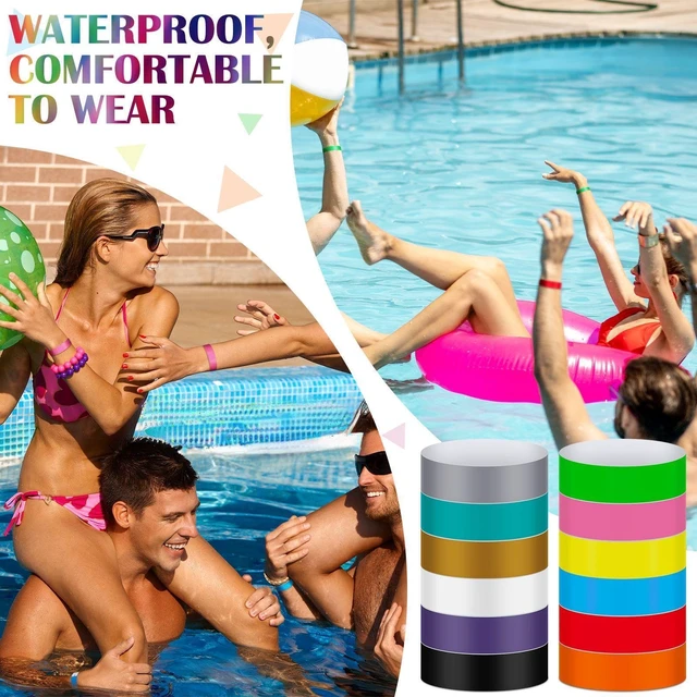 Alt view image 5 of 5 - 1200 Pack Paper Wristbands,Mixed Colors Plastic Wristbands for Event Party Wrist Band Colored Adhesive Neon Identification Hand Bands, Concert, Festivals, Waterproof