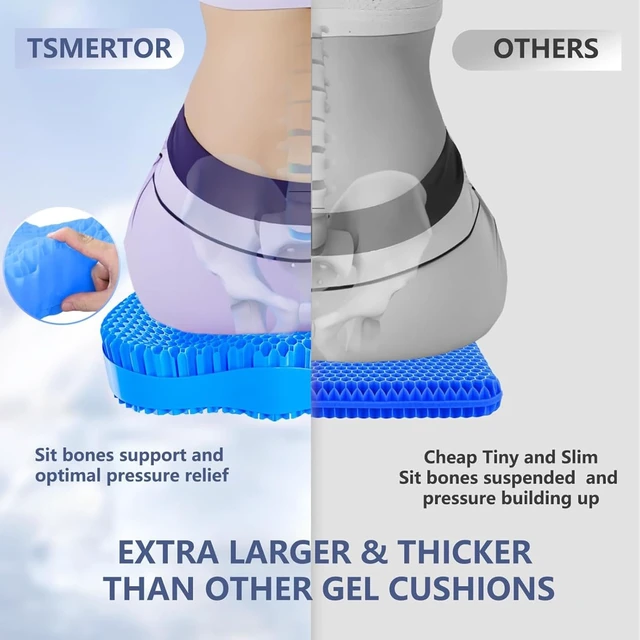 Alt view image 5 of 7 - Thicken 19.7in Seat Cushion Gel, Large Cooling Seat Cushion for Long Sitting, Cushion for Wheelchair, Pressure Relief Cushion Seat for Office Chair, Chair Seat Pads for Car Desk Chair Kayak Stadium