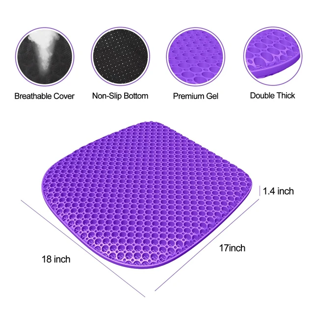 Alt view image 2 of 7 - Gel Seat Cushion for Long Sitting Seat Pad For Car Office Chair Wheelchair Cool & Breathable & Comfortable,Purple Gel Seat Cushion For Car,Chair,Car Seat Cushion Gel Seat Pad For Hip Pain