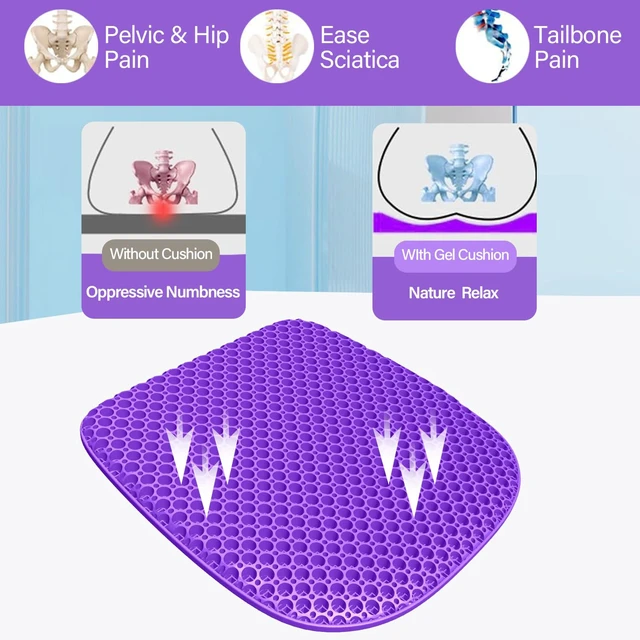 Alt view image 5 of 7 - Gel Seat Cushion for Long Sitting Seat Pad For Car Office Chair Wheelchair Cool & Breathable & Comfortable,Purple Gel Seat Cushion For Car,Chair,Car Seat Cushion Gel Seat Pad For Hip Pain