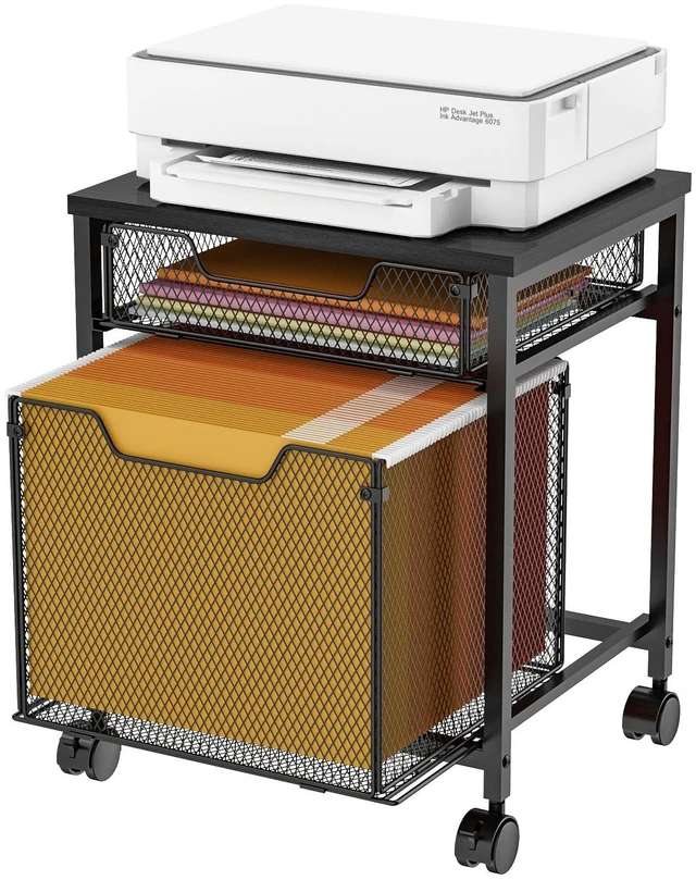 Main image of Rolling File Cabinet Cart, Printer Stand with Storage Drawer, Mobile Filing Cabinet on Lockable Wheel, Printer Cart with Hanging File Folder Organizer Beside Under Desk for Office Home(Patent Pending)