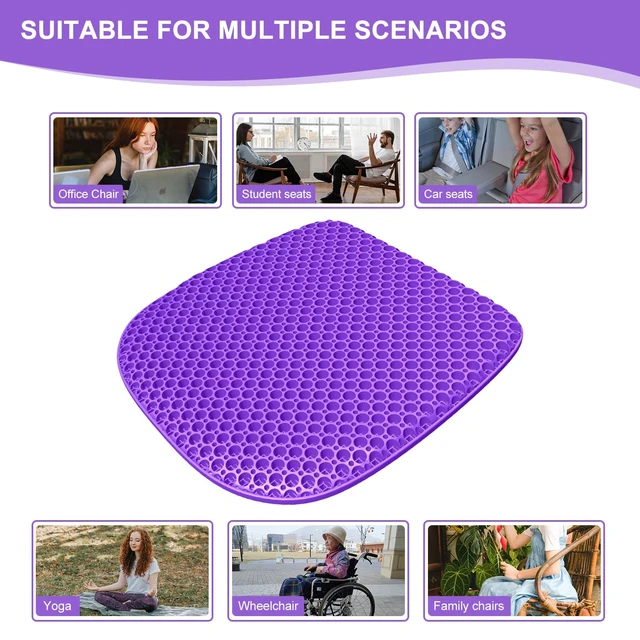 Alt view image 7 of 7 - Gel Seat Cushion for Long Sitting Seat Pad For Car Office Chair Wheelchair Cool & Breathable & Comfortable,Purple Gel Seat Cushion For Car,Chair,Car Seat Cushion Gel Seat Pad For Hip Pain