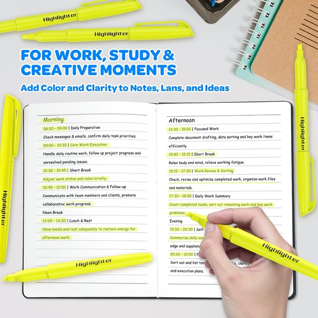 Alt view image 6 of 7 - 150 Count Yellow Highlighters Bulk - Chisel Tip, Quick Dry, Fluorescent Yellow, School Supplies for Students and Teachers, No Bleed Markers Set for Notes, Textbooks, Classroom and Office Use