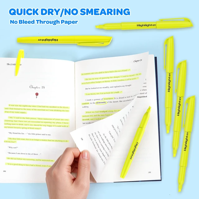 Alt view image 3 of 7 - 150 Count Yellow Highlighters Bulk - Chisel Tip, Quick Dry, Fluorescent Yellow, School Supplies for Students and Teachers, No Bleed Markers Set for Notes, Textbooks, Classroom and Office Use