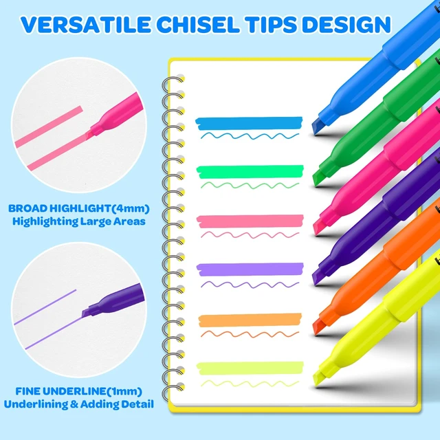 Alt view image 3 of 7 - 150 Count Highlighters Assorted Colors Bulk - Chisel Tip, Quick Dry, 6 Fluorescent Colors, School Supplies for Students Teachers, No Bleed Markers Set for Notes, Textbooks, Classroom and Office Use