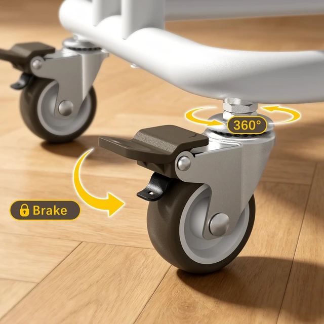 Alt view image 5 of 7 - 3 Tier Rolling Cart Metal Utility Cart with Lockable Wheels Home Office Storage Cart Mesh Shelves Heavy Duty Silent Caster Multifunctional Organization Kitchen Bedside Bathroom Craft Nursery School