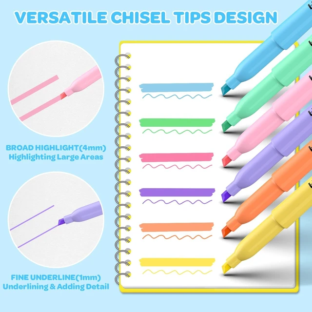 Alt view image 3 of 7 - 150 Count Pastel Highlighters Assorted Colors Bulk - Chisel Tip, Quick Dry, 6 Pastel Colors, School Supplies for Students Teachers, No Bleed Markers Set for Notes, Textbooks, Classroom and Office Use