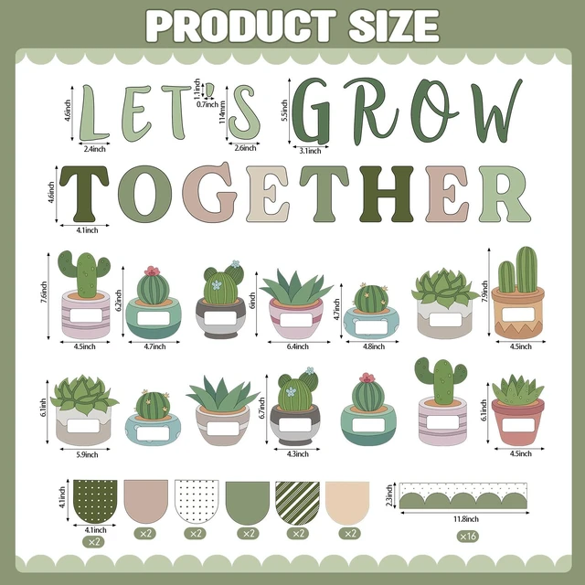 Alt view image 2 of 6 - Plant Bulletin Board Set Let's Grow Together Cutout Greenery Classroom Decor Let's Grow Together Potted Tree Paper Cutout Back to School Door Wall Elementary Preschool Teacher