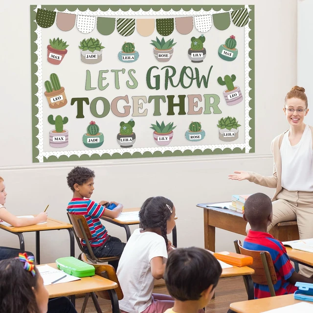 Alt view image 6 of 6 - Plant Bulletin Board Set Let's Grow Together Cutout Greenery Classroom Decor Let's Grow Together Potted Tree Paper Cutout Back to School Door Wall Elementary Preschool Teacher