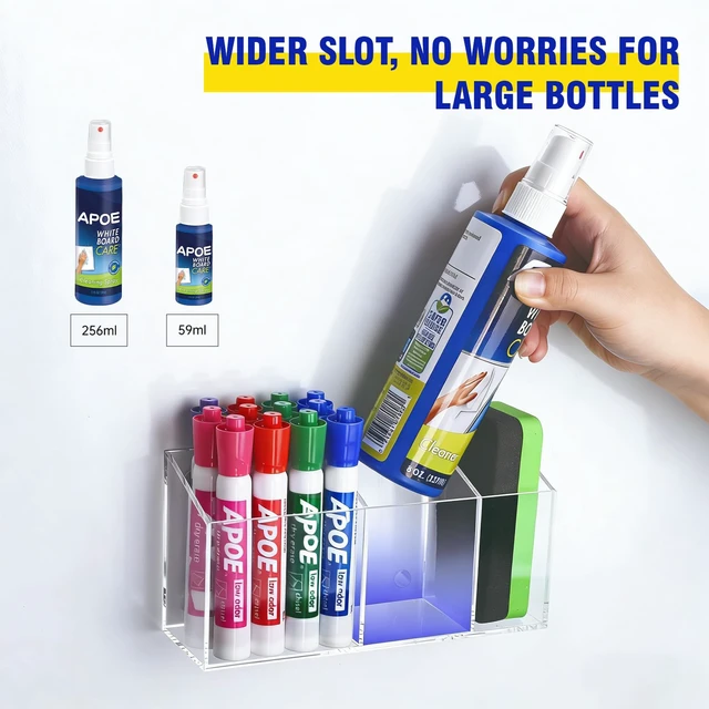 Alt view image 2 of 7 - Magnetic Marker Holder for Whiteboard, Fridge, Teacher Must Have Acrylic Magnet Dry Erase Pen Holder for Refrigeator, Anti-slip Pencil Holder for Classroom, Locker Organizer Accessories