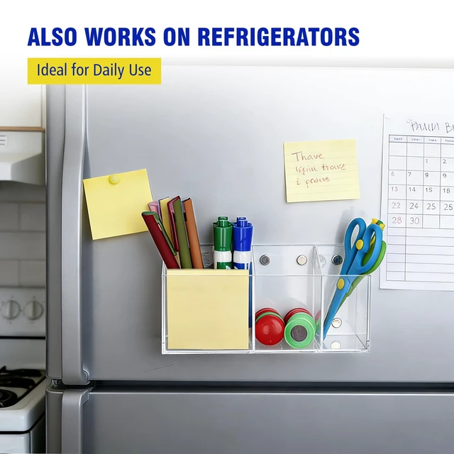 Alt view image 5 of 7 - Magnetic Marker Holder for Whiteboard, Fridge, Teacher Must Have Acrylic Magnet Dry Erase Pen Holder for Refrigeator, Anti-slip Pencil Holder for Classroom, Locker Organizer Accessories