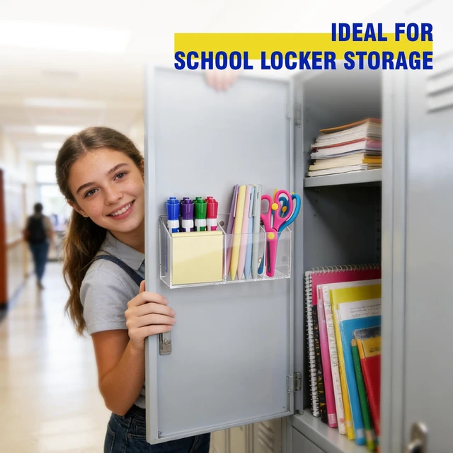 Alt view image 6 of 7 - Magnetic Marker Holder for Whiteboard, Fridge, Teacher Must Have Acrylic Magnet Dry Erase Pen Holder for Refrigeator, Anti-slip Pencil Holder for Classroom, Locker Organizer Accessories