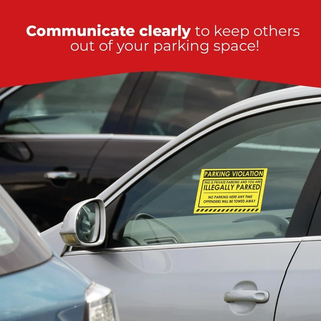 Alt view image 6 of 7 - Tow Stickers Hard to Remove, Yellow Illegally Parked Warning, 8x5 100 pk