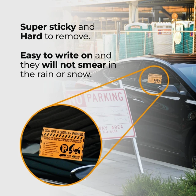 Alt view image 2 of 7 - Parking Violation Stickers Hard to Remove, Orange Multi Reason, 8x5 100 pk