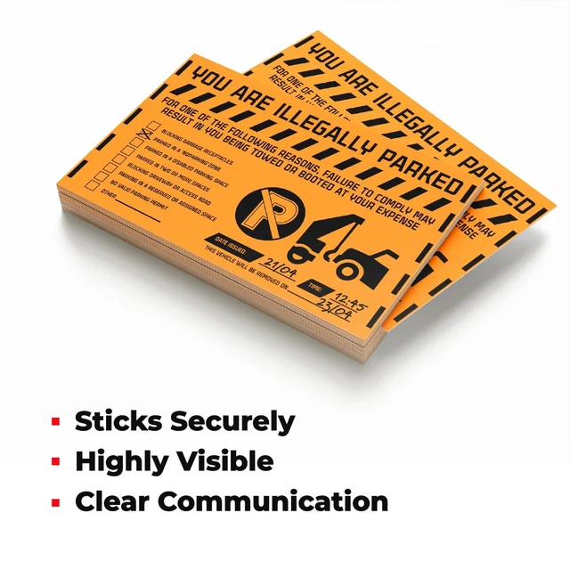 Alt view image 3 of 7 - Parking Violation Stickers Hard to Remove, Orange Multi Reason, 8x5 100 pk