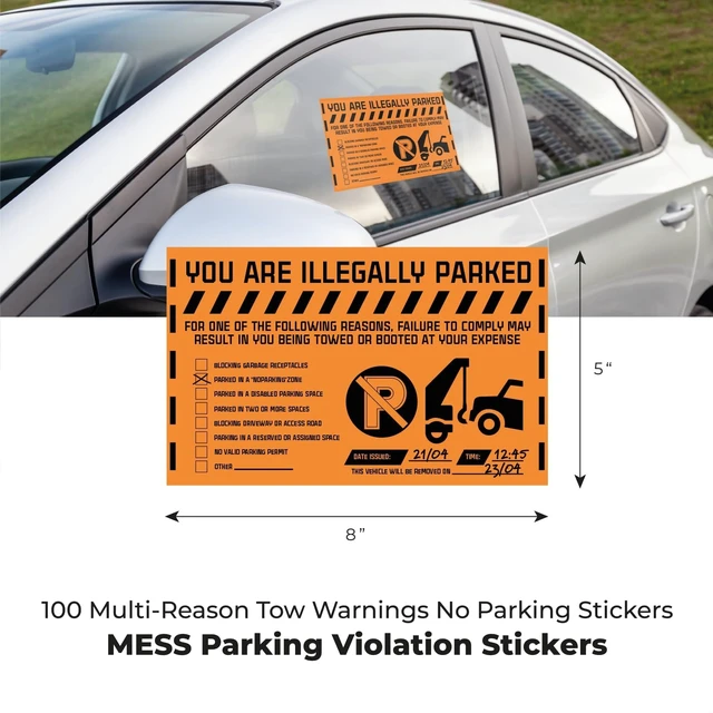 Alt view image 5 of 7 - Parking Violation Stickers Hard to Remove, Orange Multi Reason, 8x5 100 pk